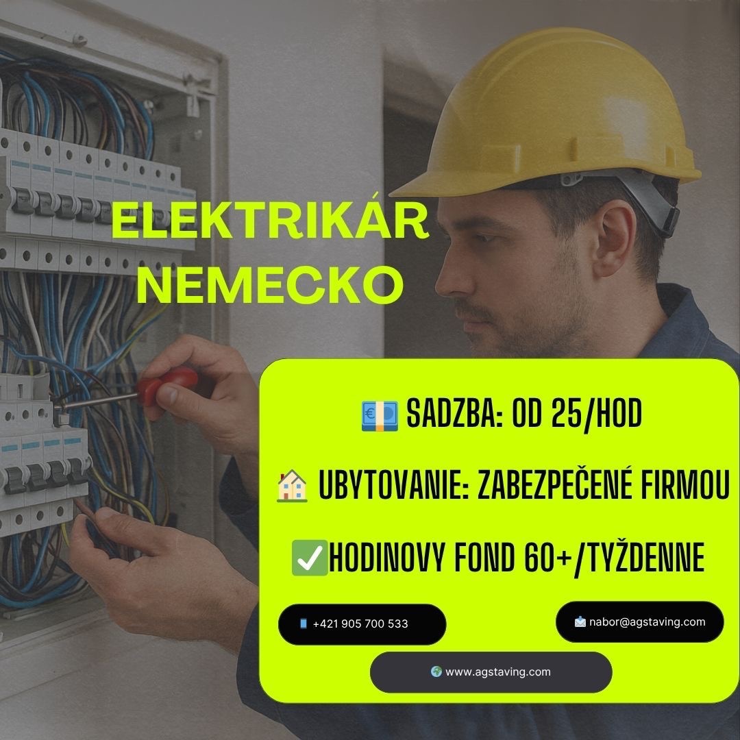 Elektrikar ponuka práce Nemecko