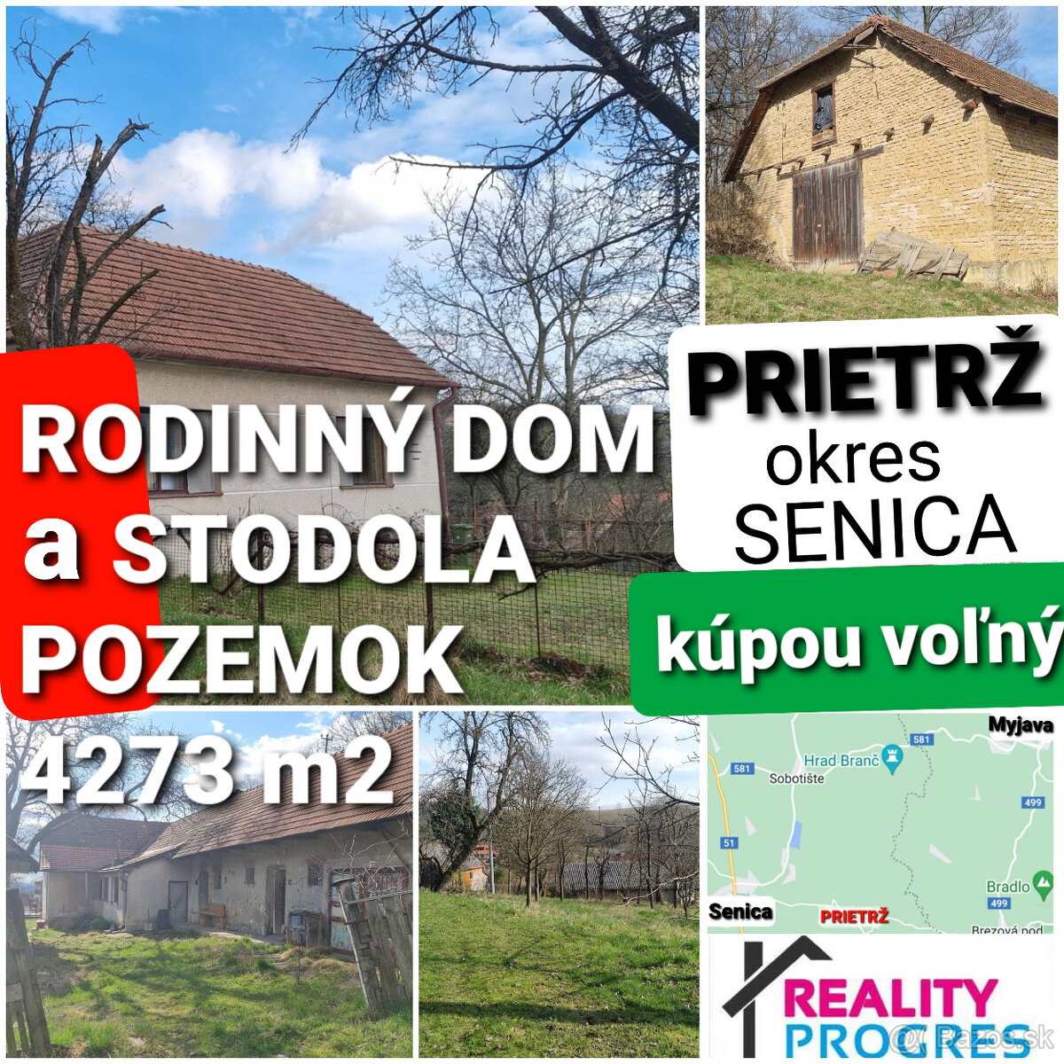 RODINNÝ DOM, STODOLA a POZEMOK 4273m2 SENICKÉ KOPANICE-VOĽNÝ