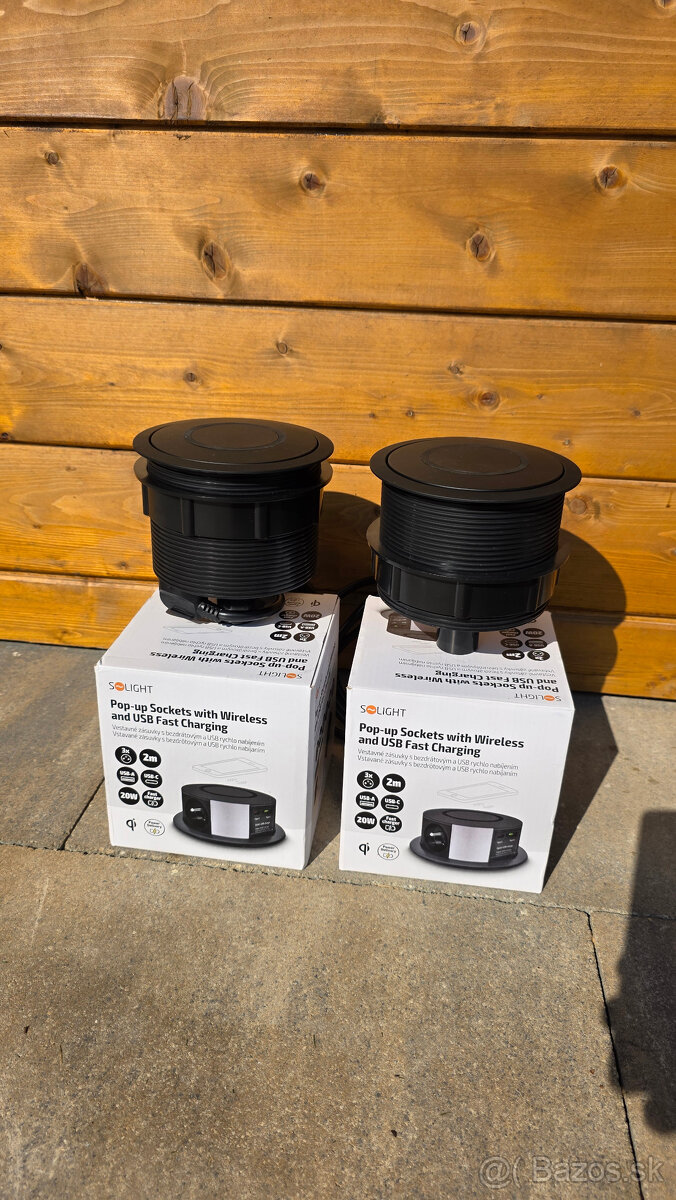 Solight 3z + USB A+C 20W PD, Wireless 10W, výsuvný blok zásu