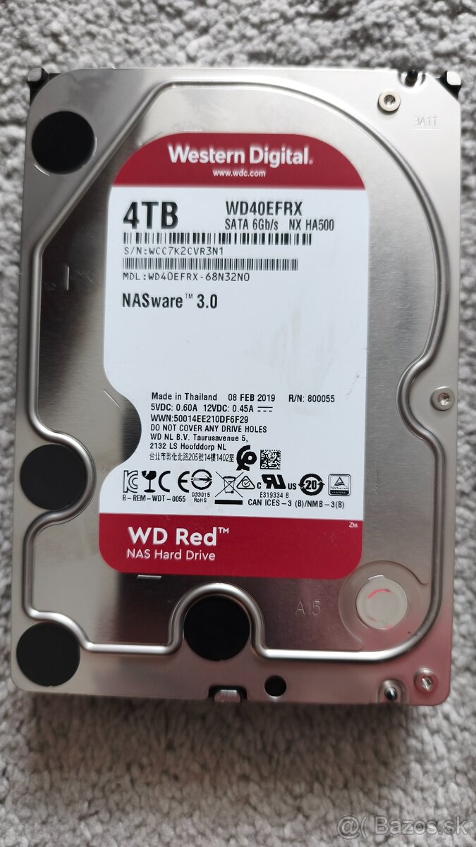 Predam HDD WD REED 4 TB, pouzivany