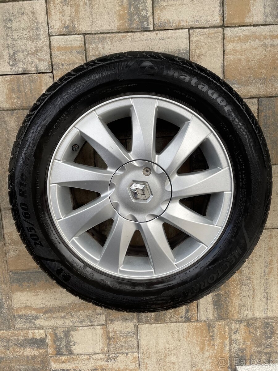4x alu disky Renault + letné pneu Matador 205/60 R16