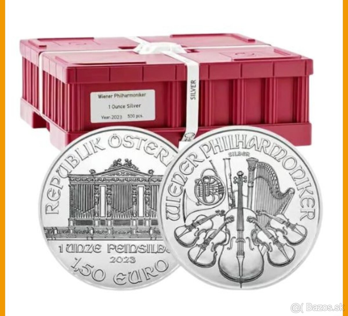 Investičné striebro-mince 1 Oz, tehličky 1000 g.