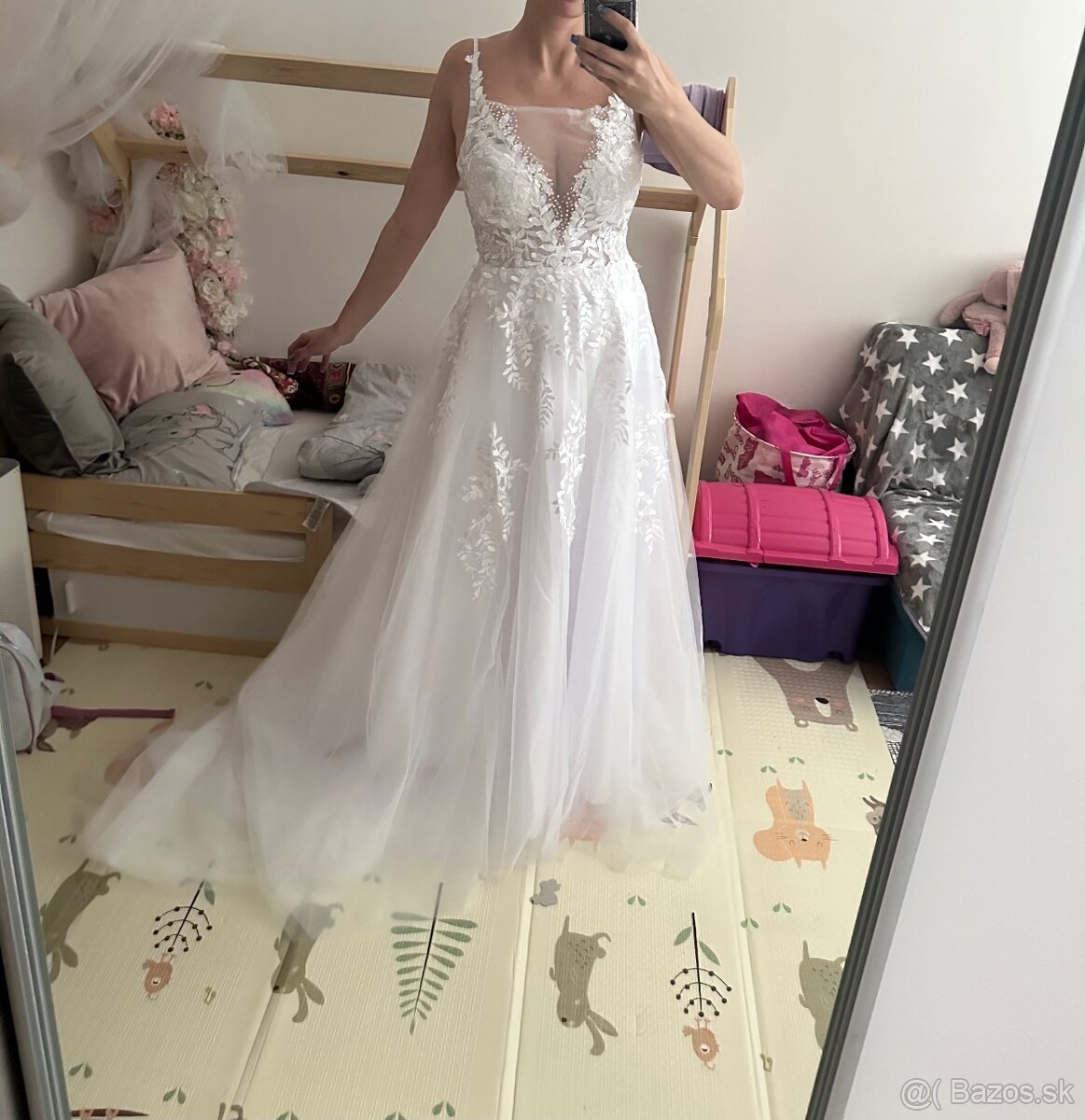 Krasne nové nenosené svadobné biele šaty na ramienka, 36