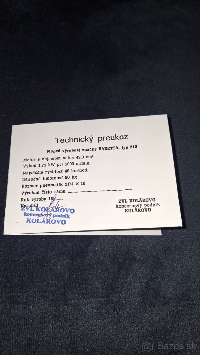 Kartička babetta 210