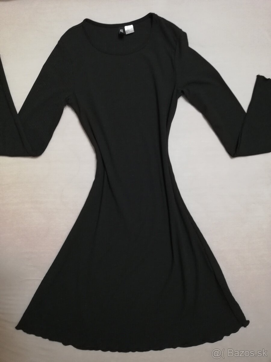 rebrované čierne šaty H&M