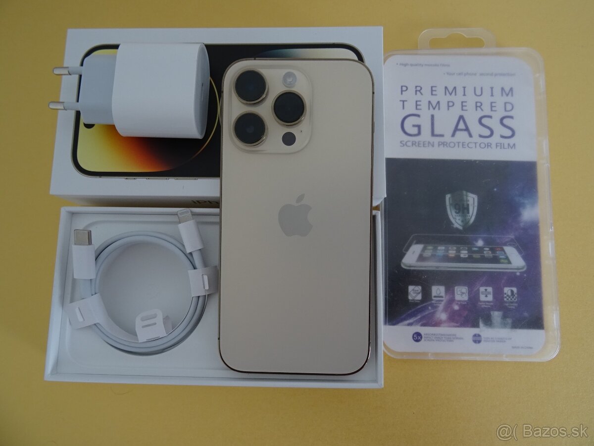 iPhone 14 PRO 256GB GOLD - ZÁRUKA 1 ROK - 100% BATERIA