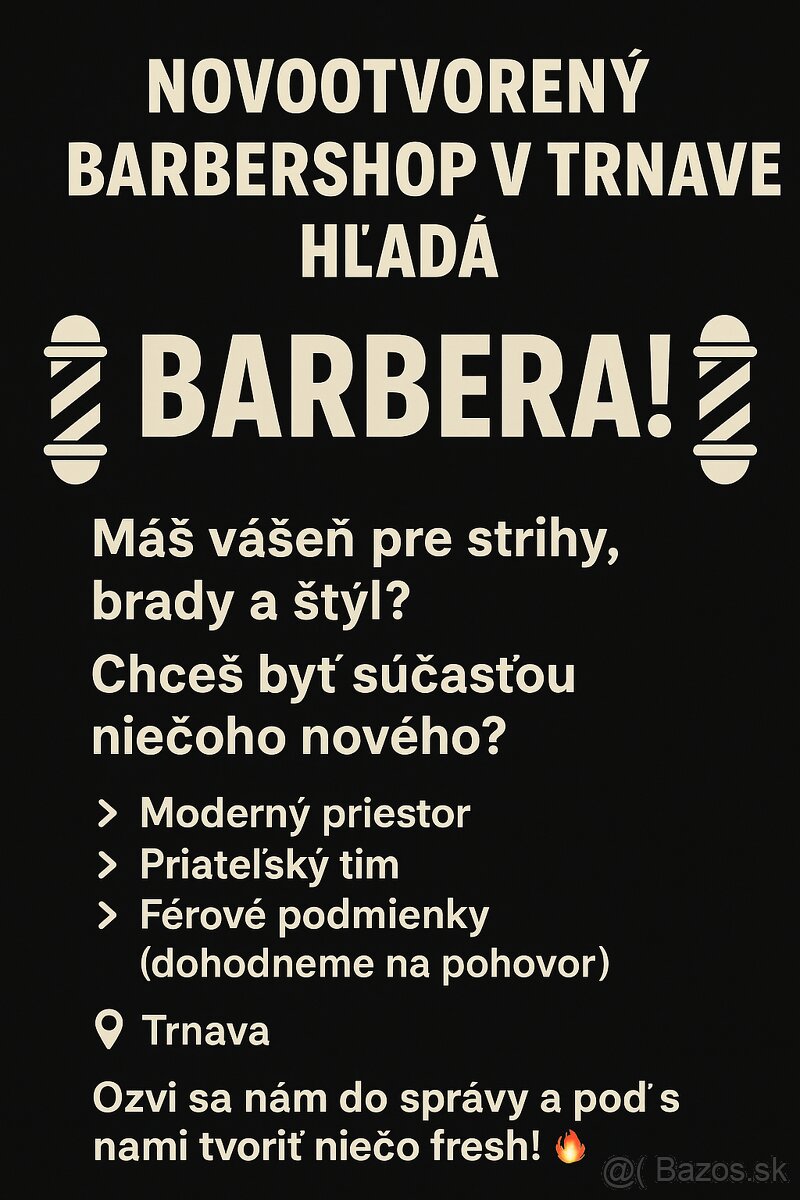 Hľadáme barbera do nového barbershopu