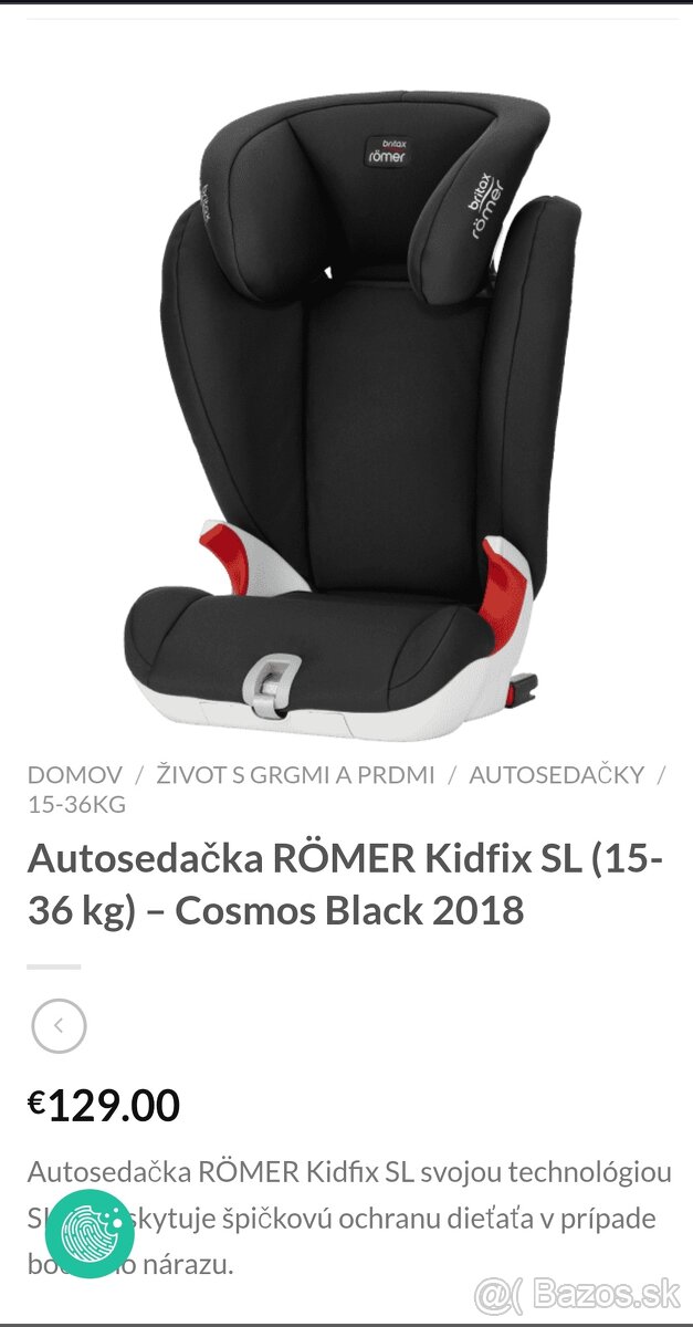 Autosedačka Britax Romer 15-36kg /NIE ISOFIX
