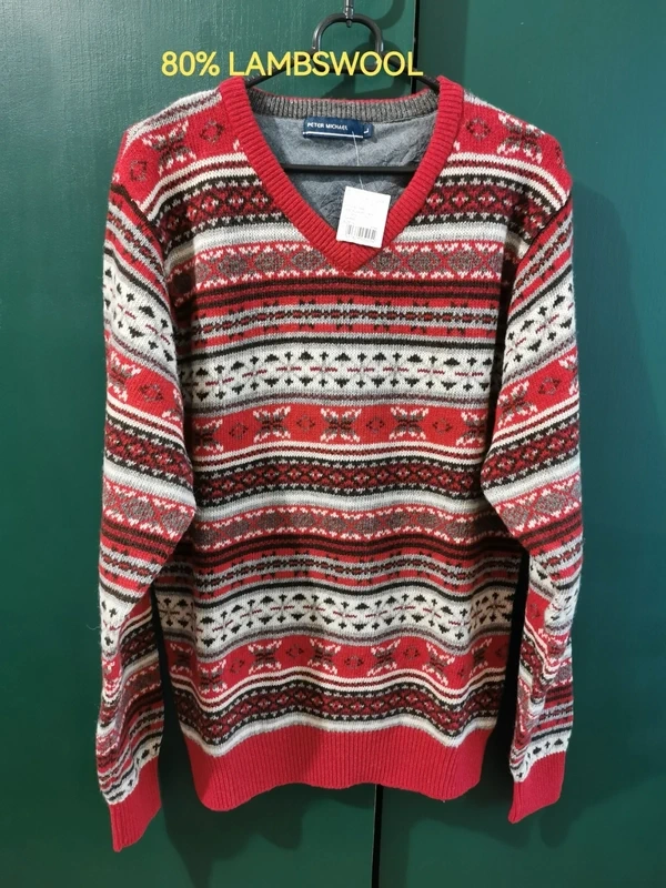 Nórsky sveter z jahňacej vlny 90% nový unisex