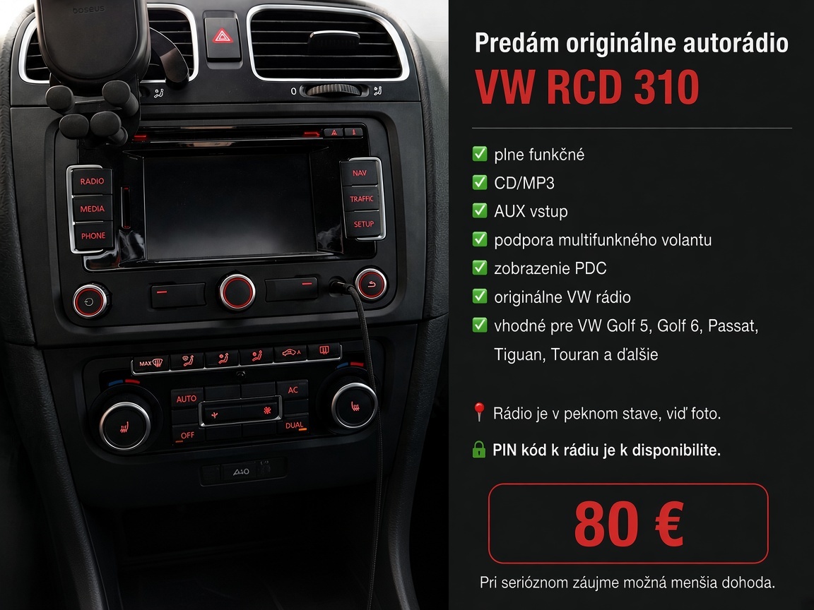 Originálne rádio VW RCD 310