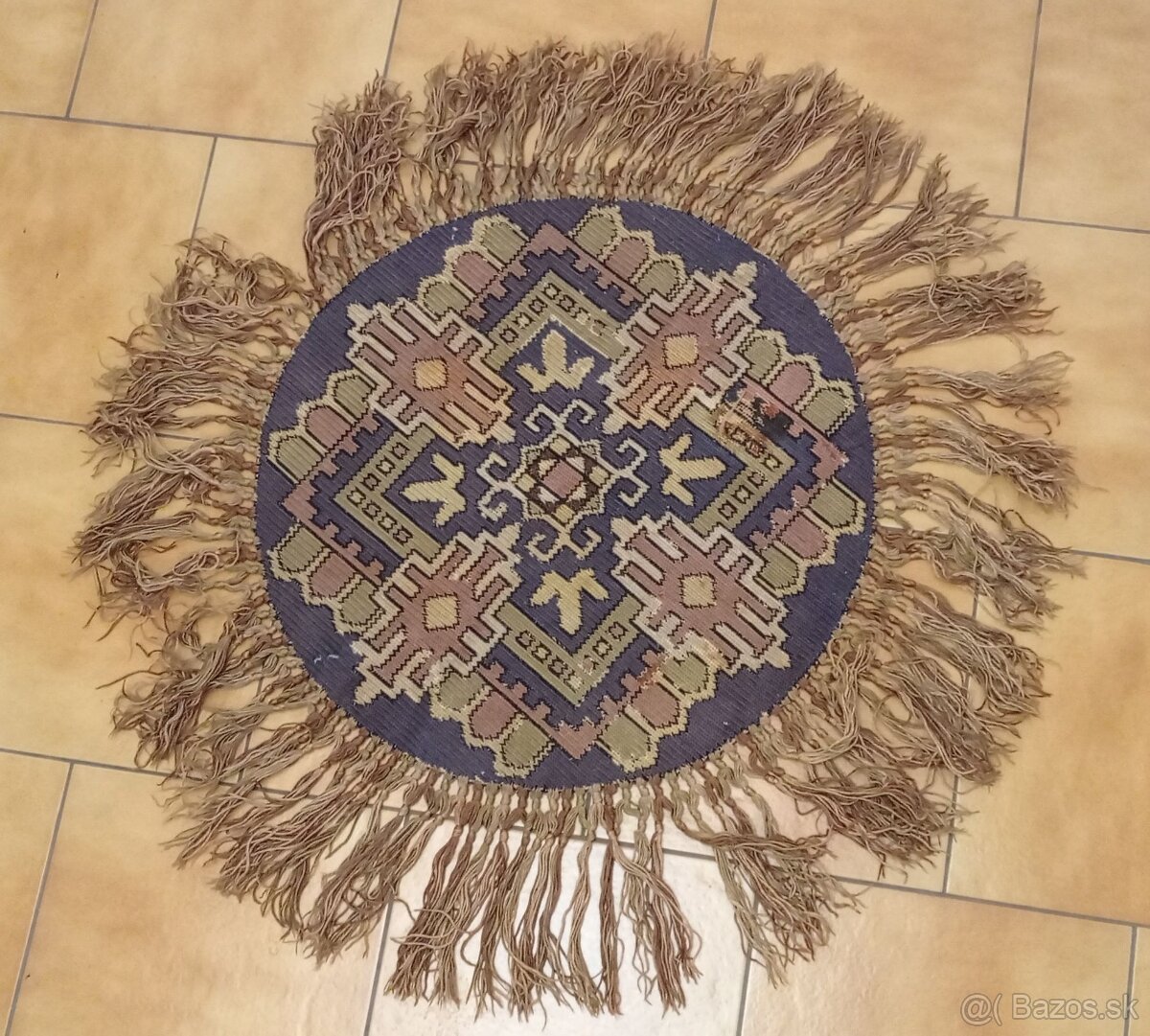 starožitný kruhový perzský koberec / obrus Afgan-Baluch
