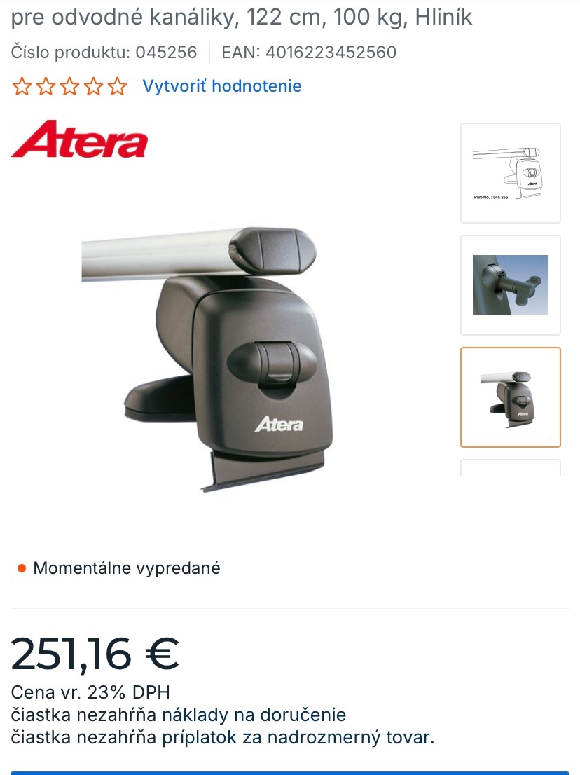 Atera strešné nosiče
