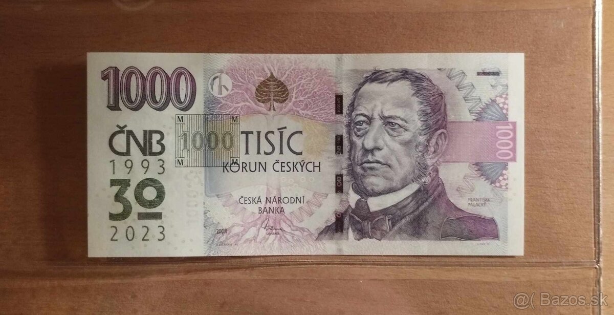 Predám výročnú bankovku 1000Kč s pritlačou