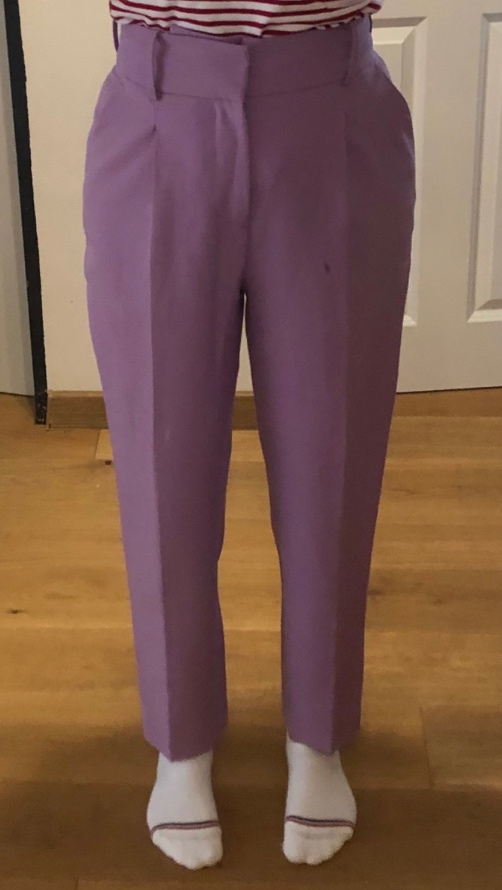 Fialové nohavice s vysokým pásom Zara, S/36, 9 E