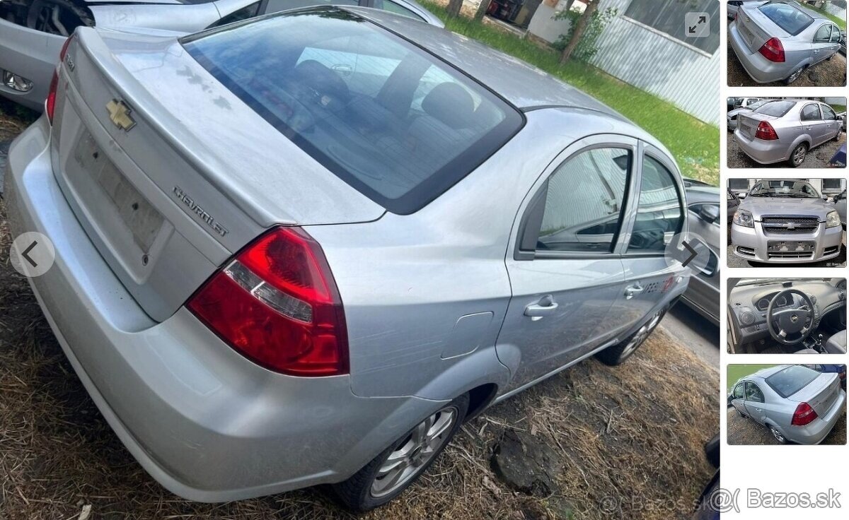 Chevrolet Aveo 1.4 2009 predám DVERE, NÁRAZNÍK, ZADNá kapota
