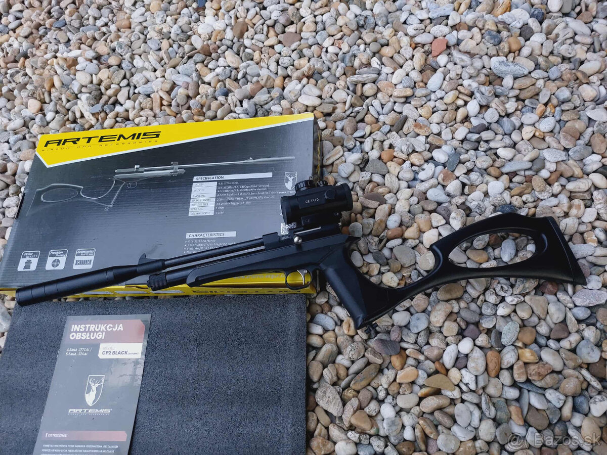 CP2 Artemís CO2 pištol+puška jednom 5,5mm+brok+kolimator CE