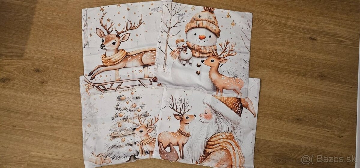 Vianočné obliečky 4ks 40x40 cm / Nové