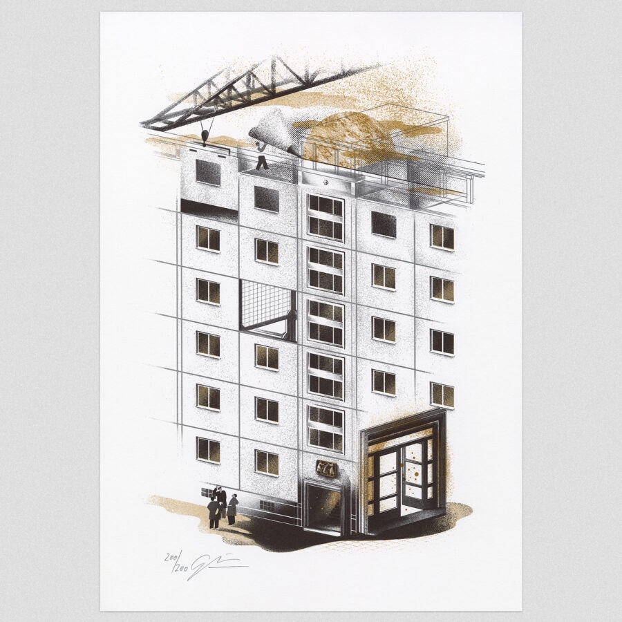 Čierne diery grafika Kmeťovo námestie