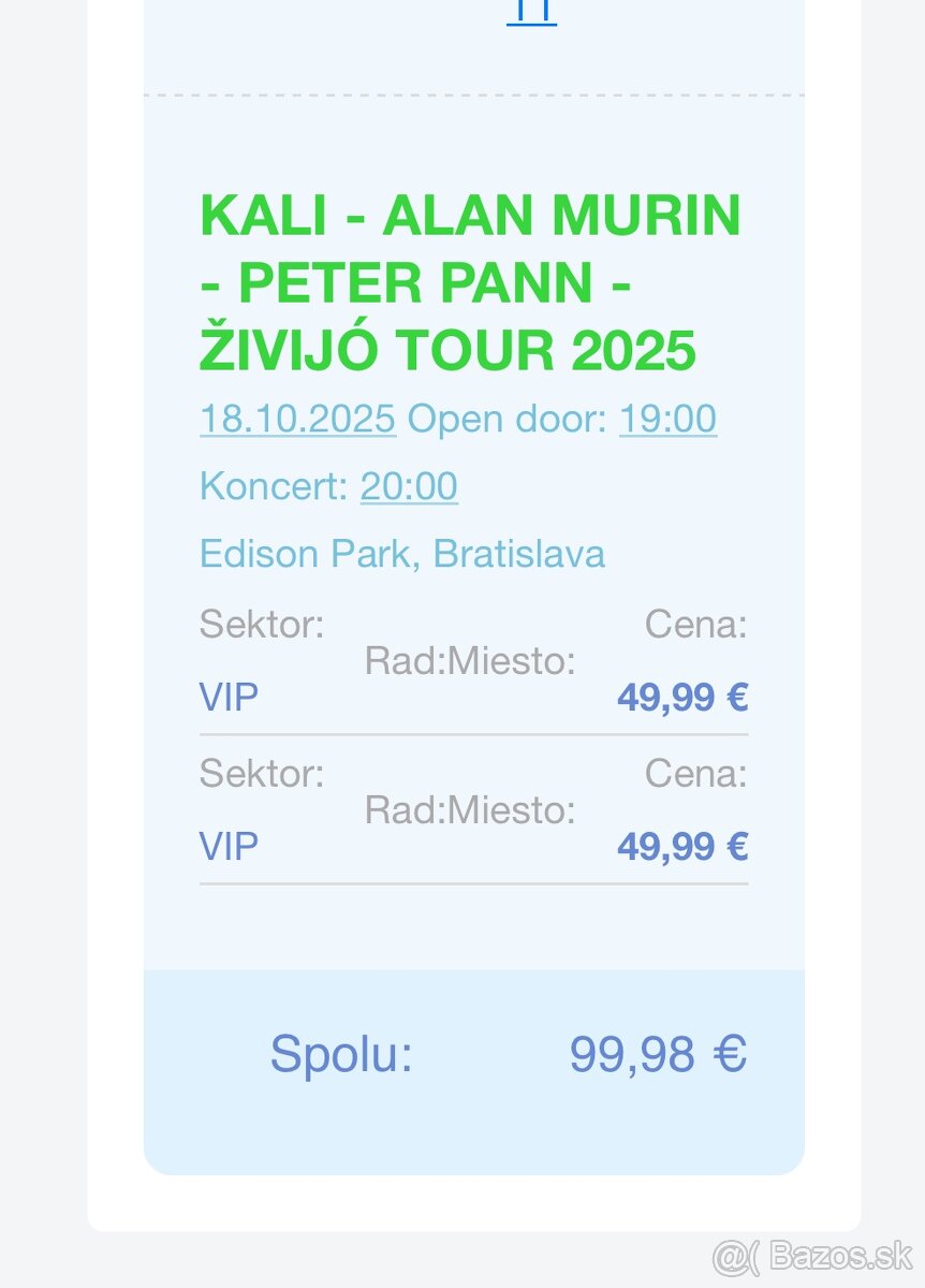 Predám vstupenky na Živijó tour
