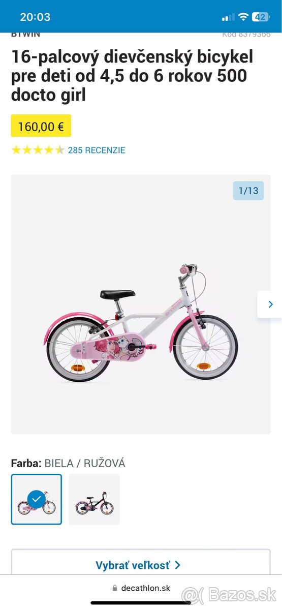 Btwin dievčenský bicykel