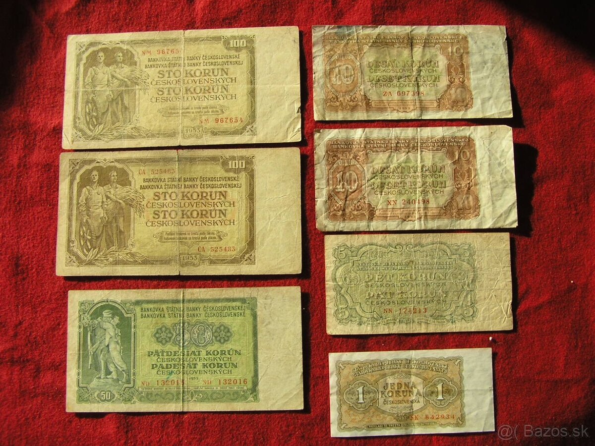 ČESKOSLOVENSKÉ BANKOVKY: 1953 neperforované