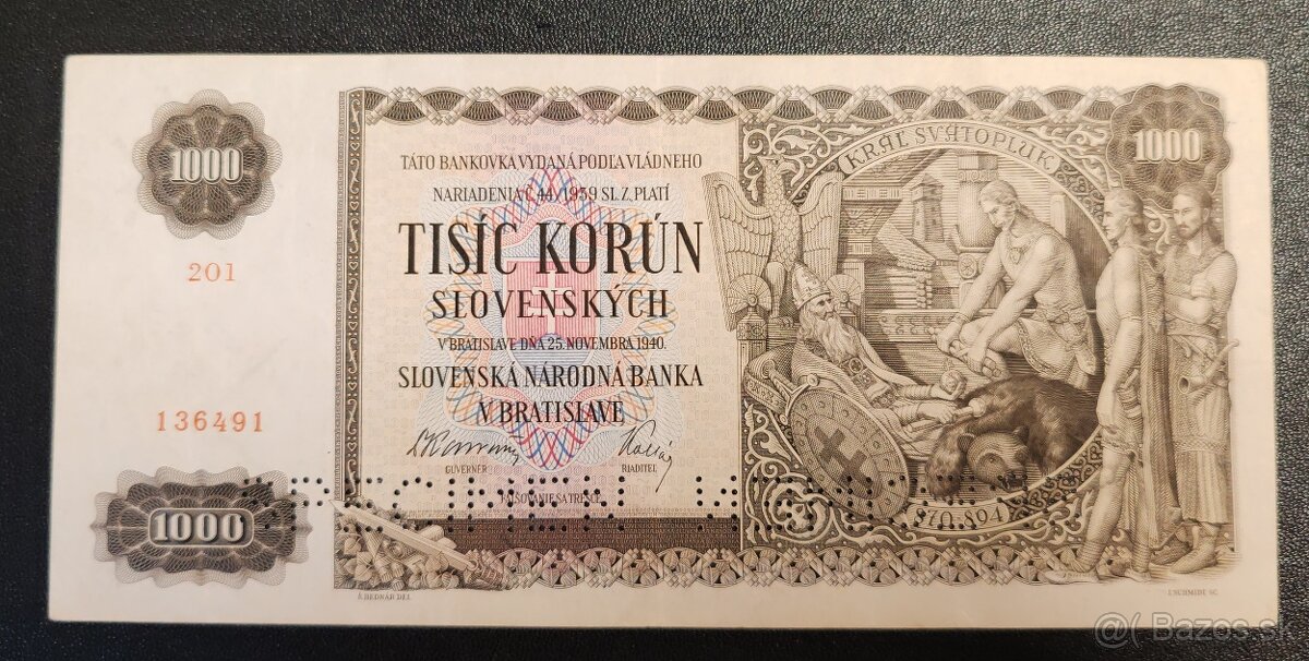 1000 ks, 1940, Ol, Slovenský štat, SPECIMEN