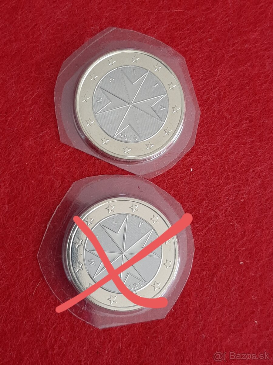 Malta 1€ mince, obehový vzor
