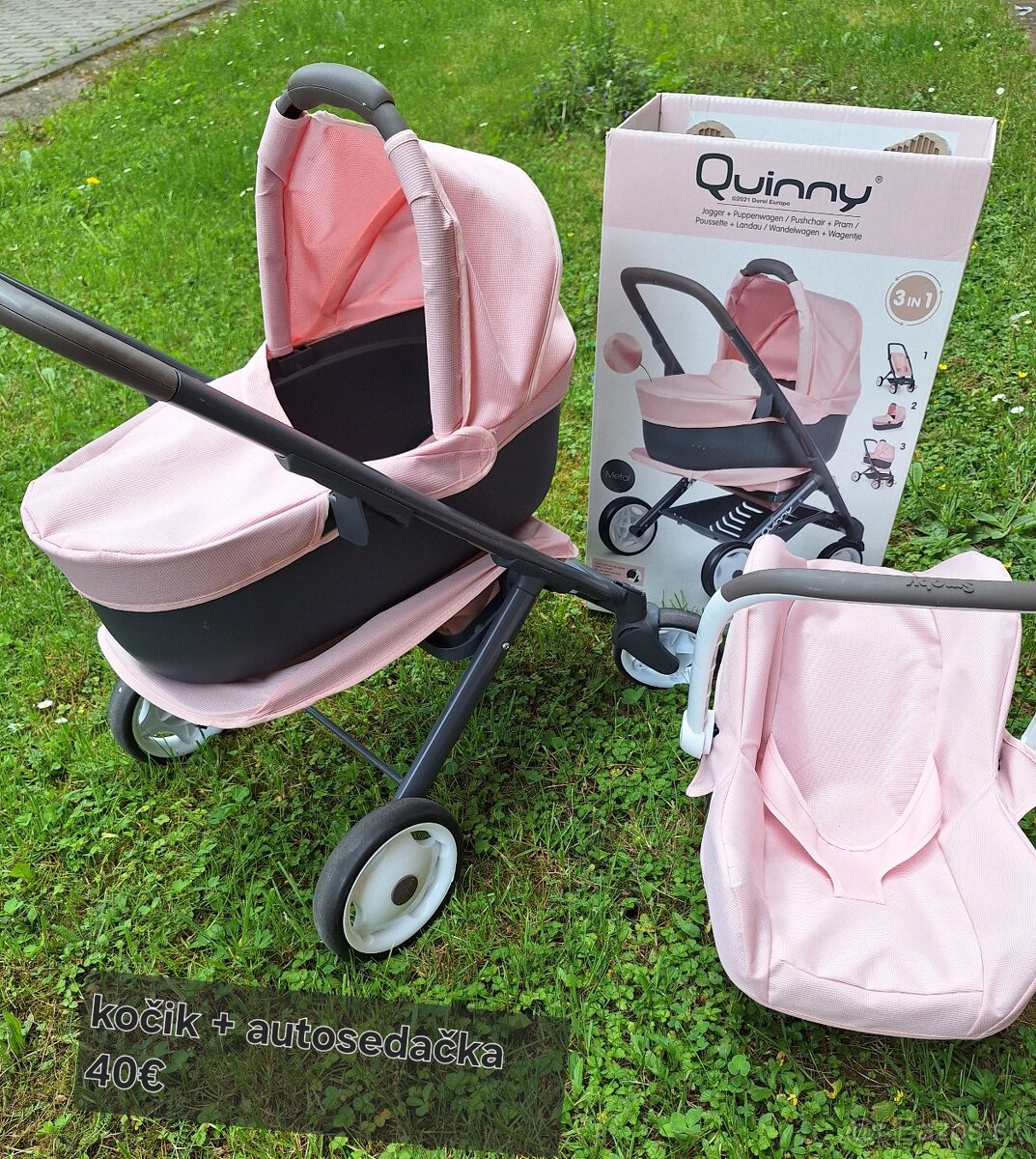 Smoby Kombinovaný kočík Quinny svetlo ružový pre b