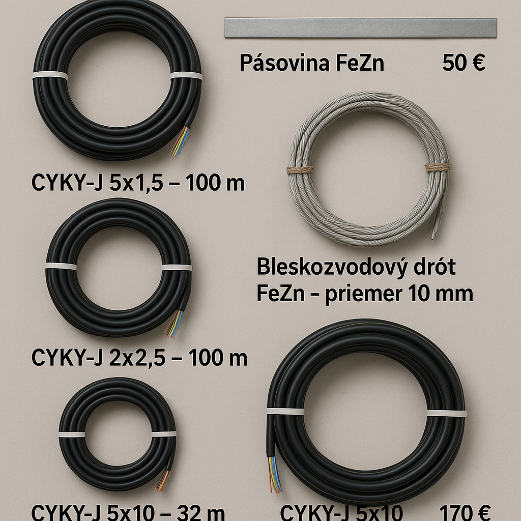 Predám elektroinštalačný materiál – nové káble a bleskozvod