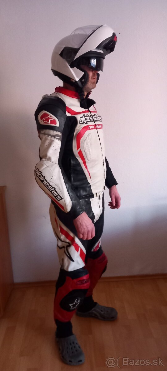 Kožená kombinéza Alpinestars + rukavice veľkosť cca na 180cm