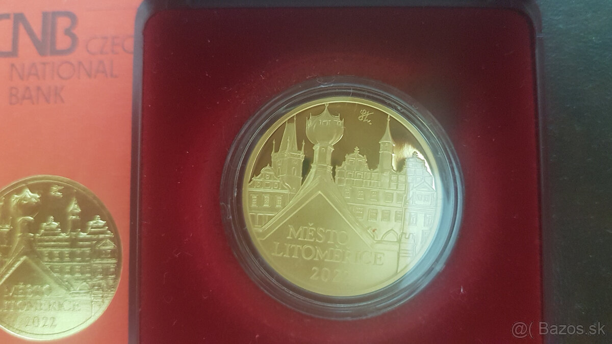 Zlatá pamätná minca 5000 Kč Litoměřice proof