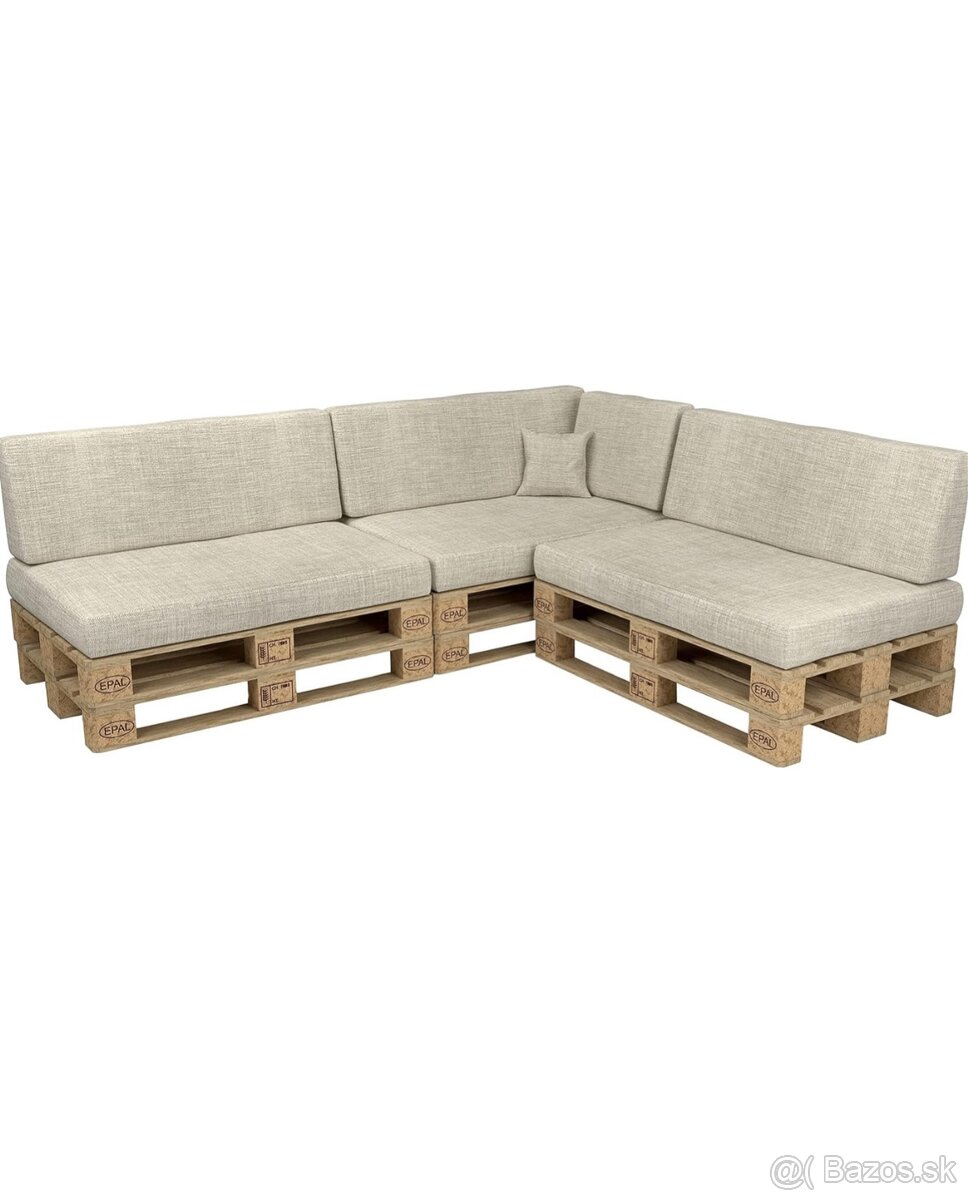 Paletové sedenie s poduškami/sedákmi