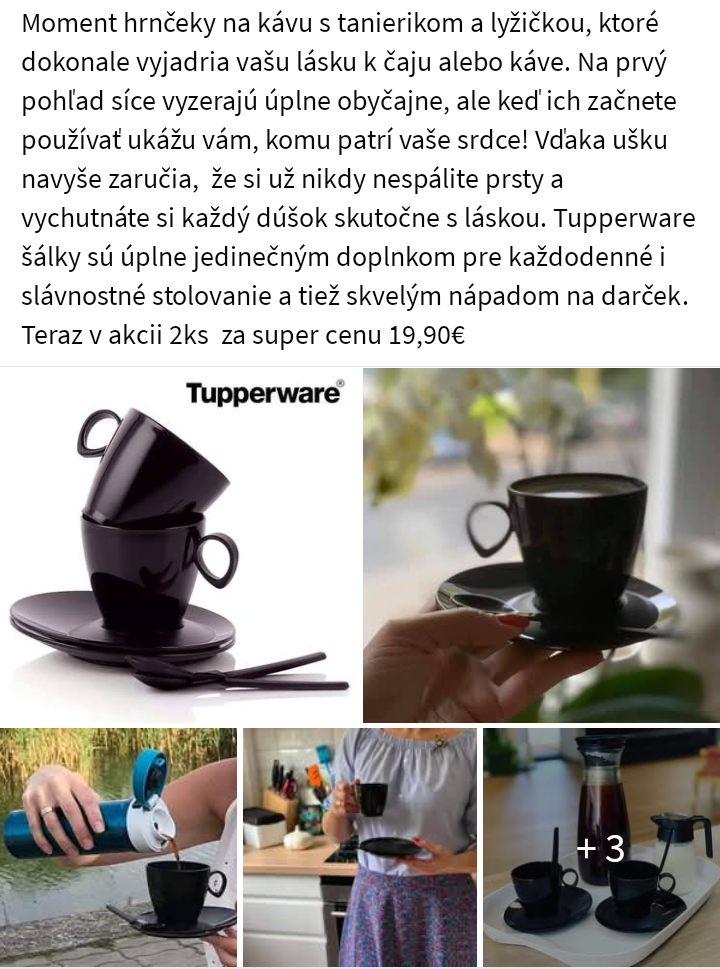 Tupperware hrnčeky na kávu, nové