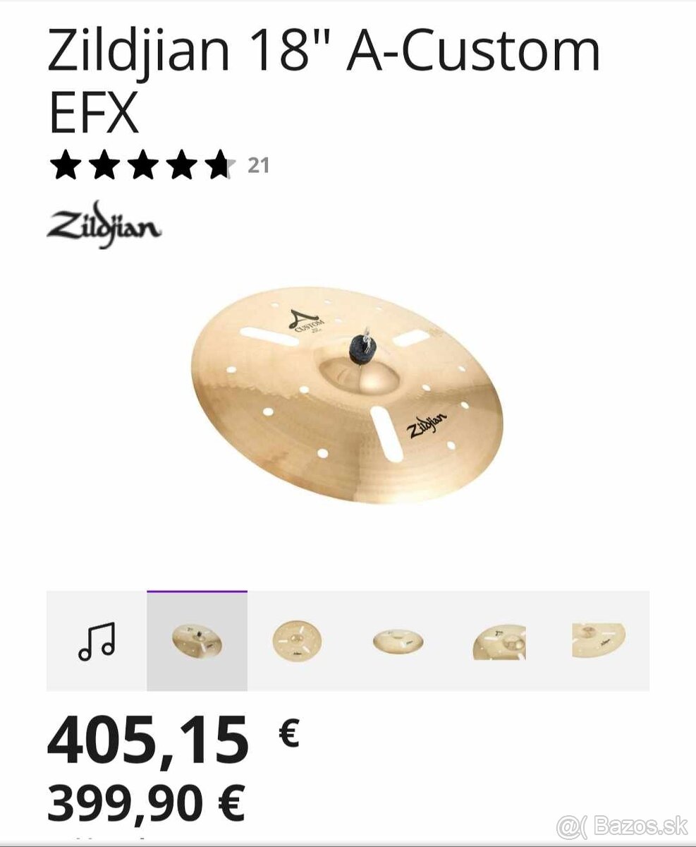 Predám Zildjian 18" A-Custom EFX