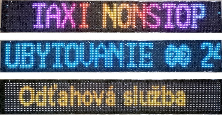 Farebná svetelná LED reklama pútač ohýbateľný pás 90x19cm