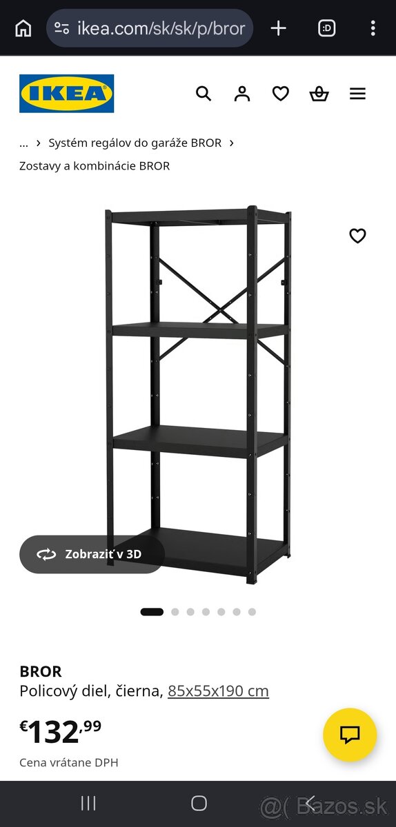 Ikea Bror - oceľové regále 85x55x190 cm