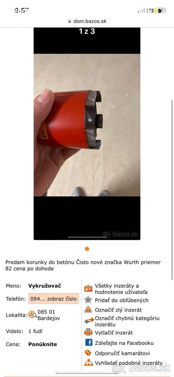 Predám vykružovače/korunky do betónu