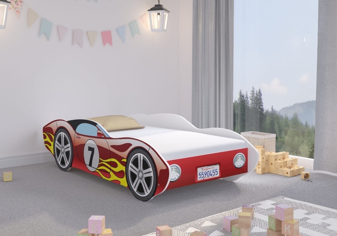 Postel auto 160x80, červené
