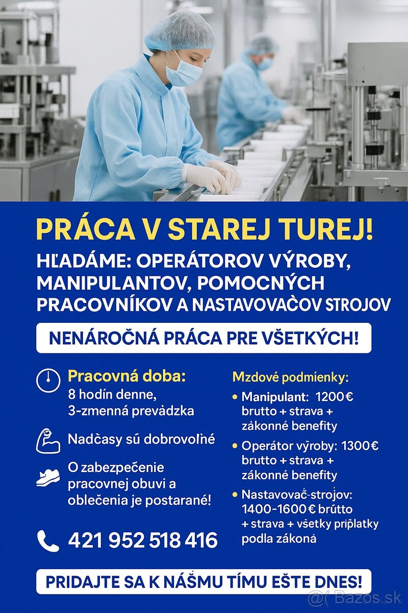 Stará Turá, operátor v.,Manipulant, nastavovač