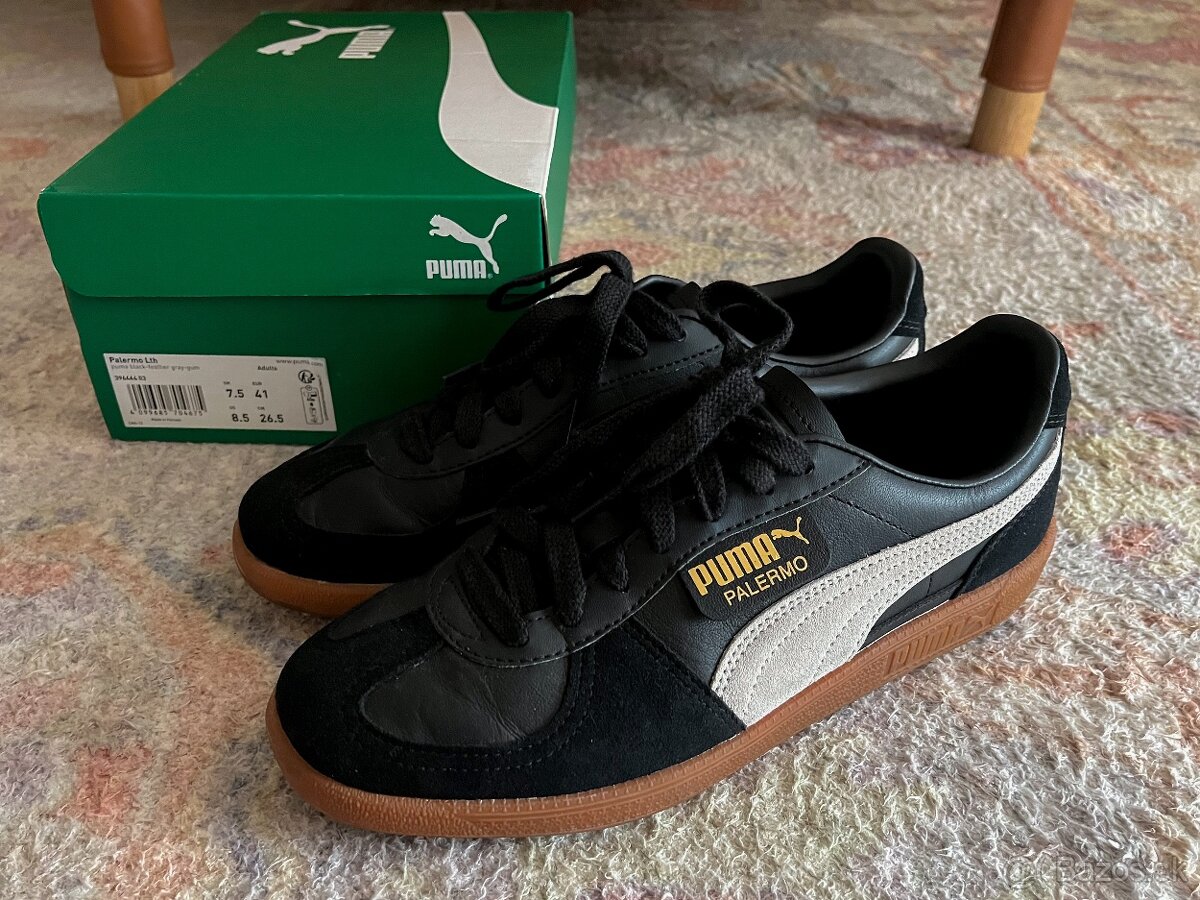 PUMA Palermo tenisky koža čierno biele veľkosť 41
