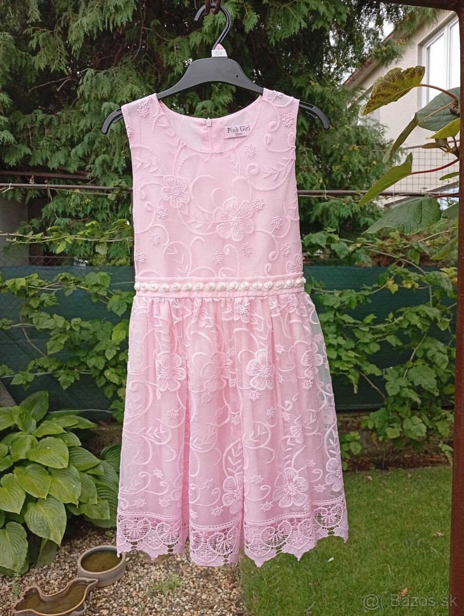 Ružové šaty dievča+ biele tielka 5