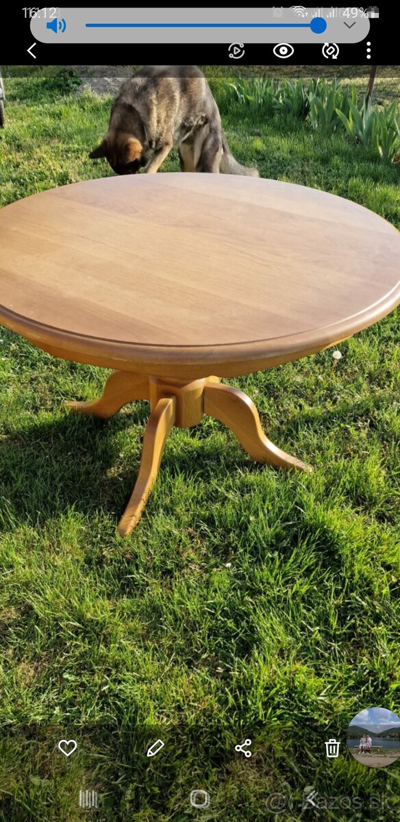 Mohutný drevený stôl priemer 120