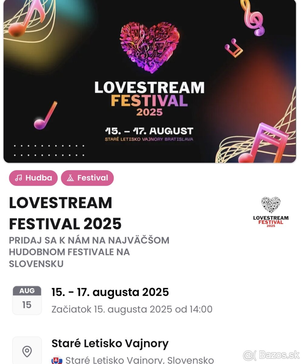 Vstupenka na Lovestream 2025