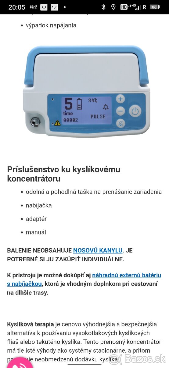 Venus 5 Prenosný kyslíkový koncentrátor