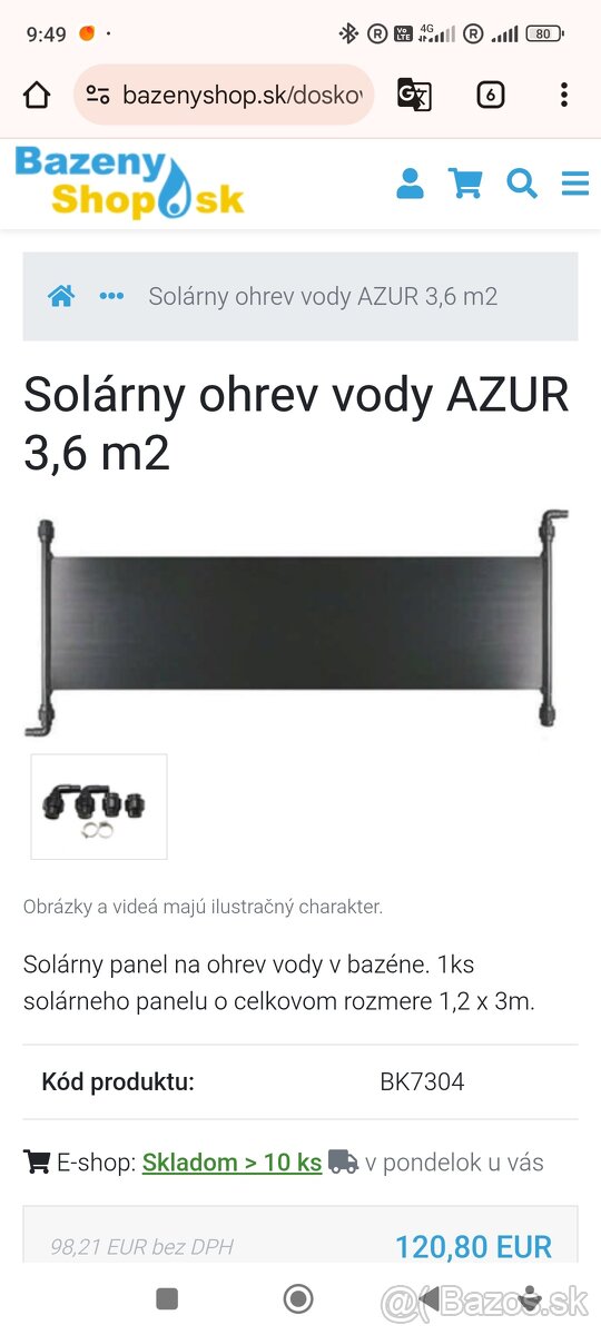 Solarny ohrev bazena + pieskova filtracia