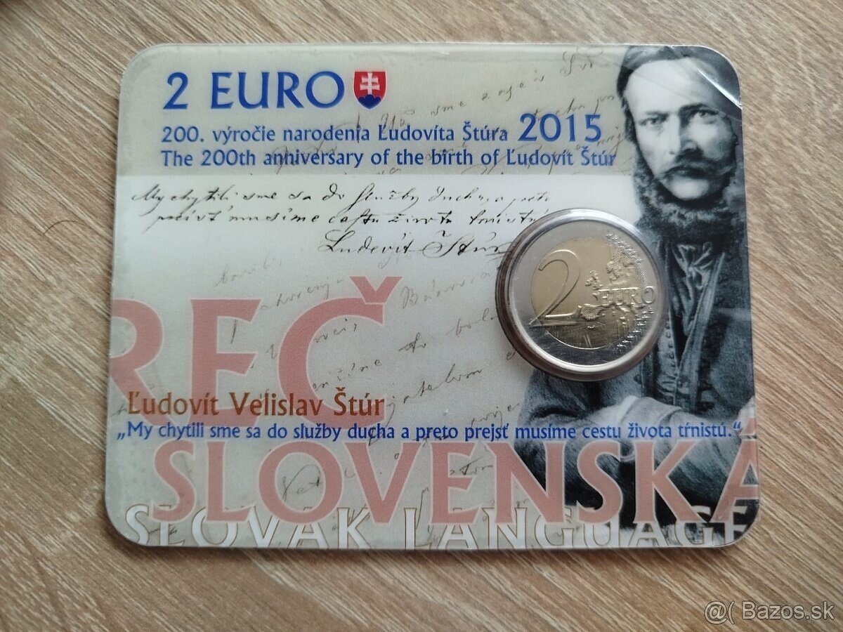 2€ minca karta Slovensko 2015 Štúr coincard