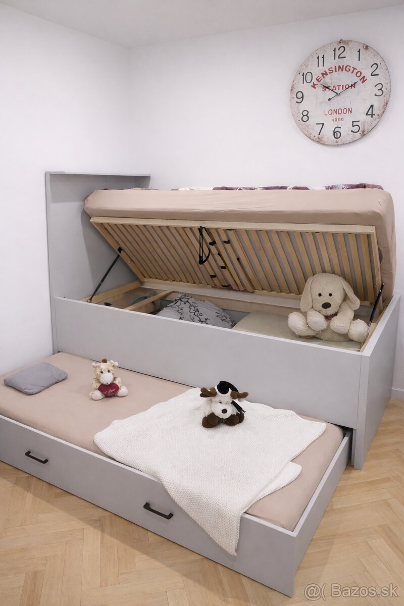 Detská posteľ na mieru s úložným priestorom a výsuvným lôžko