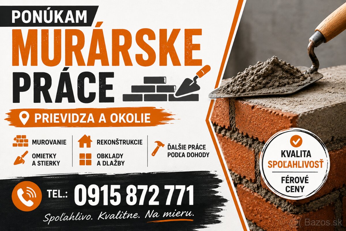 Ponúkam murárske prace