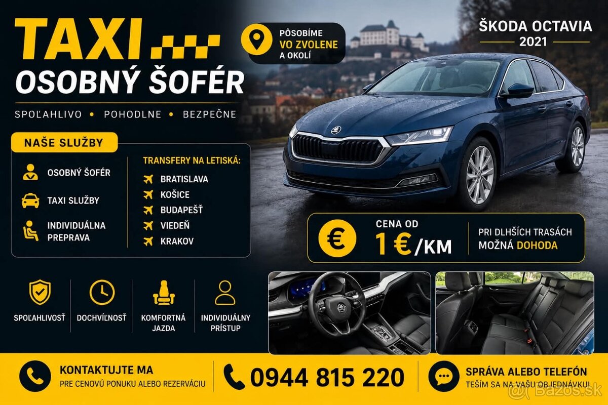 Taxi a osobný šofér
