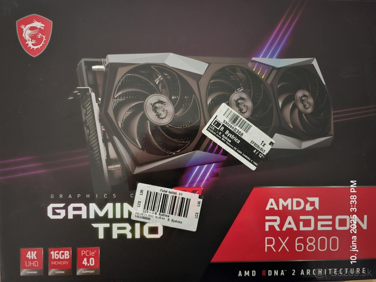 MSI Radeon RX 6800 Gaming X trio 16GB